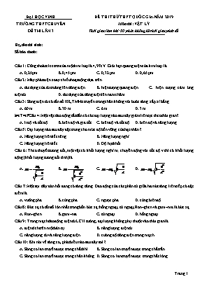 Đề thi thử THPT Quốc gia môn Vật lý năm 2019 lần 3 - Đại học Vinh